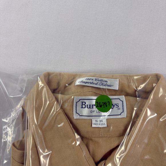 Vintage Burberrys Shirt Mens 16 34 Brown Button Up Long Sleeve Cotton USA Made - Picture 8 of 8